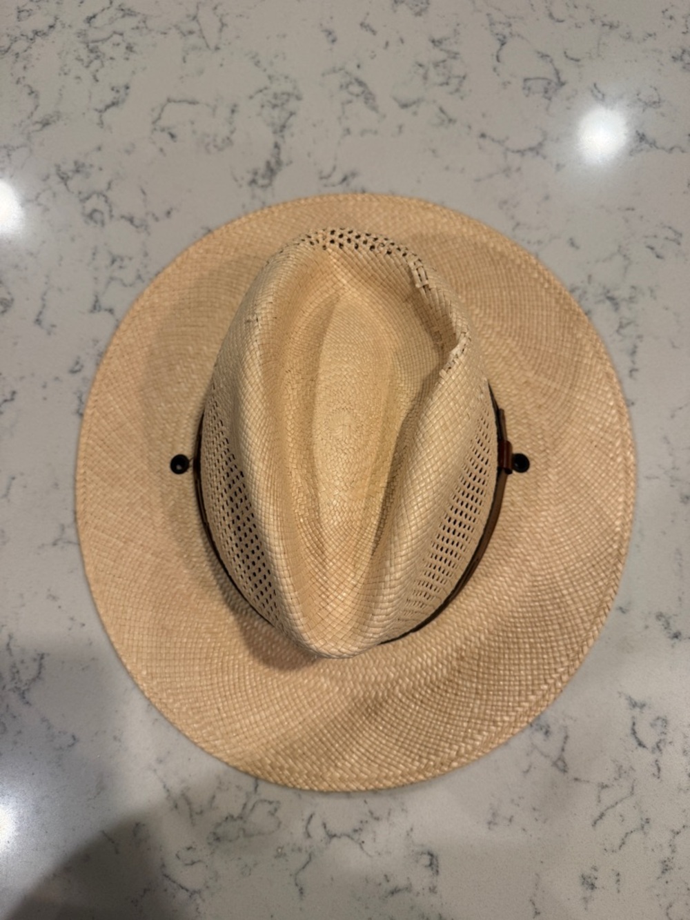 Stetson Natural Straw Hat with Leather Band - Picture 8 of 8